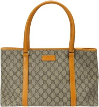 Gucci Pre-owned Tote Bags, female, Beige, Size: ONE SIZE Pre-owned GG Supreme Canvas Tote Bag