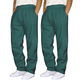 Generic OUMSHBI 2 Pack Jogging Sweatpants Mens Open Hem Chino Pants Fleece Lined Jogger Trousers with Pockets Drawstring Elastic Waist Mens Tracksuits Sweatpa