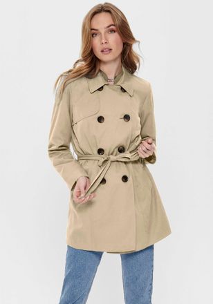 Only Trenchcoat ONLY ONLVALERIE TRENCHCOAT OTW NOOS, Damen, Gr. S, beige, Web, Obermaterial: 100% Polyester, unifarben, figurumspielend ca. Mitte Oberschen