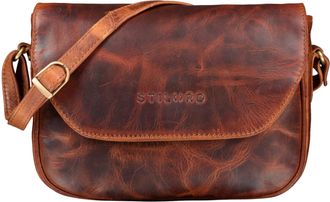 STILORD Esther Ladies Handbag Shoulder Bag Leather Vintage Womens Bag Classic Evening Party Bag Genuine Leather, Colour:kara - cognac