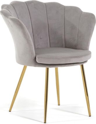 Siediti Fuori e Dentro Sillón concha terciopelo gris claro patas oro