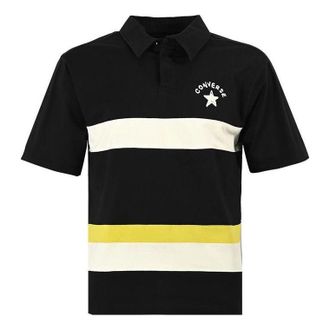 Converse Colorblock Logo Polo Shirt Black White 10024880-A02