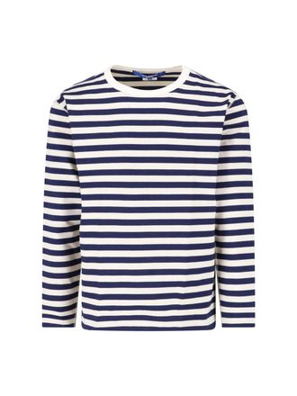 Junya Watanabe Navy and White Striped Cotton Knit Sweater