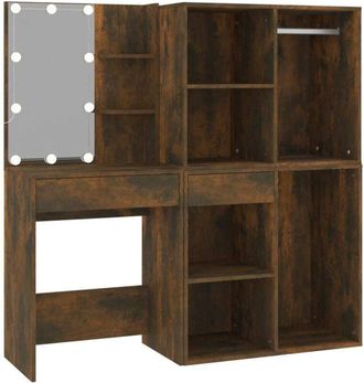 vidaXL Vidaxl - Toeletta con led e Armadietti Rovere Fumo in Legno Multistrato