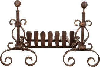 Biscottini International Coppia di alari con braciere L70xPR50xH50 cm in ferro battuto