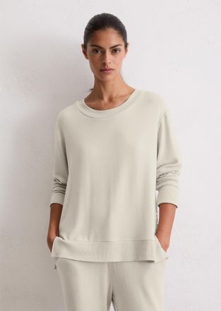 Marc O'Polo Longsleeve MARC OPOLO, Damen, Gr. XS, beige (graubeige), Web, Obermaterial: 95% Modal, 5% Elasthan, h&uuml;ftbedeckend, Rundhals, Shirts Longsleeve, weiter