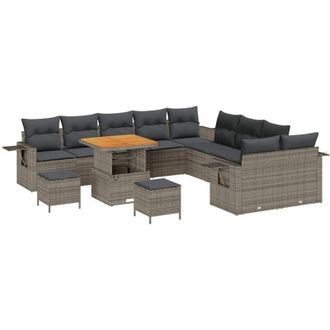 vidaXL Conjunto De Sof&aacute; De Jard&iacute;n 13 Pcs Gris Polirat&aacute;n Vidaxl