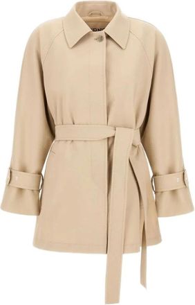 Herno Jassen, Dames, Beige, S, Leer, Geknoopte Trenchcoat
