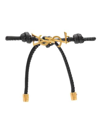 Saint Laurent Black Cassandre Cord Bracelet Bracelet