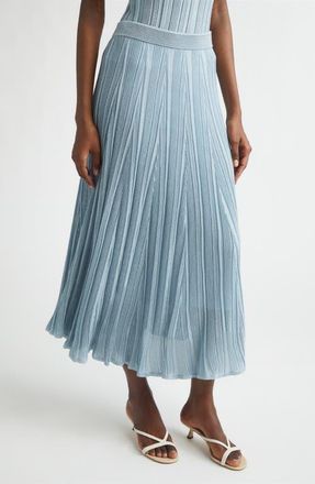 Zimmermann Aster Metallic Flared Ottoman Stitch Sweater Skirt in Metallic Blue at Nordstrom, Size 0P