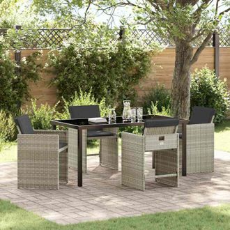vidaXL Conjunto De Comedor De Jard&iacute;n 5 Pcs Gris Claro Rat&aacute;n Sint&eacute;tico Vidaxl