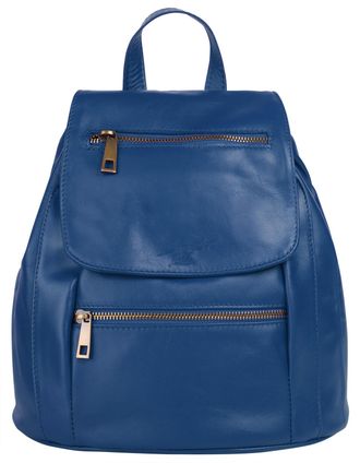 Samantha Look Cityrucksack SAMANTHA LOOK, Damen, Gr. B/H/T: 24cm x 27cm x 11cm, onesize, blau, Leder, Rindsleder, beschichtet, leicht gl&auml;nzend, Rucks&auml;cke Cityrucksa