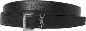Saint Laurent Zwarte leren riem met YSL-gesp - Heren - Riemen - Zwart - 90 CM - Leer - Accessoires