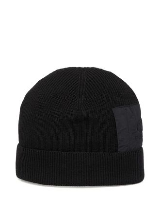 C.P. Company logo-embroidery wool beanie hat - Black