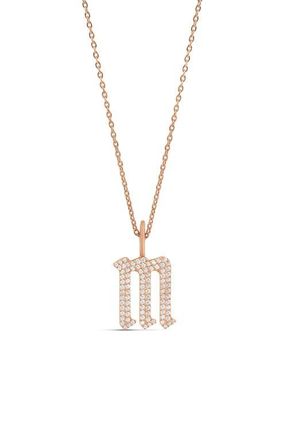 SHYMI Gothic Initial Charm Necklace in Rose Gold at Nordstrom
