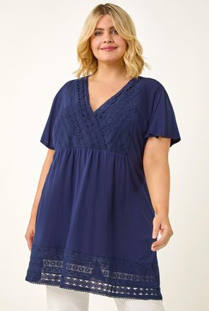 Roman Lace Trim Stretch Top