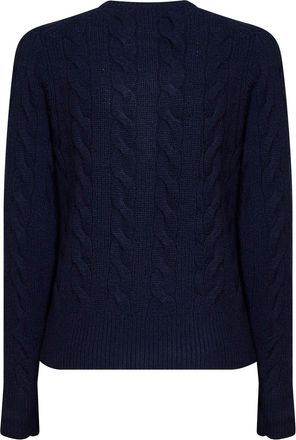 Polo Ralph Lauren Womens Cardigan Blue Cable Knit Wool And Cashmere Cardigans Sweater