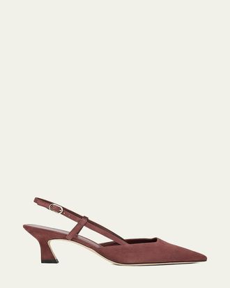 Stuart Weitzman 50mm Vinnie Suede Slingback Pumps