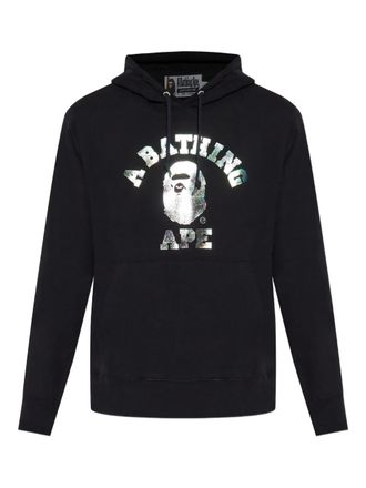 A Bathing Ape logo-print hoodie - men - Cotton - M - Black