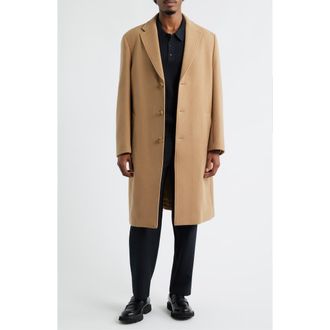 Open Edit Wool Blend Melton Overcoat in Tan Tiger at Nordstrom Rack, Size X-Small
