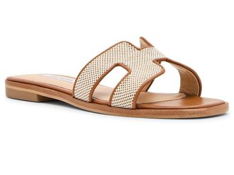 Steve Madden Hadyn Womens Sandals Natural/Cognac Check : 6.5 M, Leather