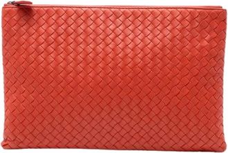 Bottega Veneta Pre-owned Clutches, female, Red, Size: ONE SIZE Pre-owned Leather Clutch