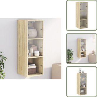 vidaXL Mobile con ante in vetro - vidaXL Mobile a Muro con Ante in Vetro Rovere Sonoma 35x37x100 cm - Armadio in legno
