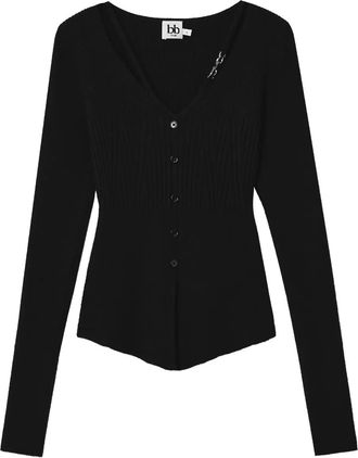 B+ab Cardigan a coste - Nero