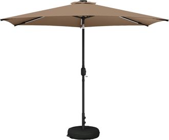 vidaXL Parasol De Jard&iacute;n Con Luces Led Y Base 300 X 300 Cm Poli&eacute;ster Vidaxl