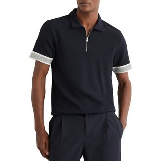 Reiss Bruno Quarter Zip Polo in Navy at Nordstrom, Size Xx-Large