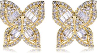 Suzy Levian Sterling Silver & White Cubic Zirconia Multi-Cut Large Butterfly Earrings