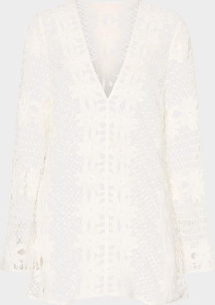 Milly Floral Crochet Mini Sun Dress Coverup