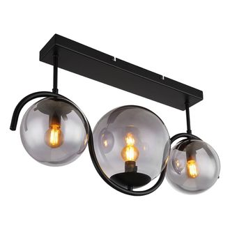 Globo Lighting Plaf&oacute;n - Porry - Negro - Vidrio Vidrio Ahumado - L&aacute;mpara