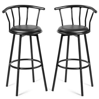 Costway Costway - Sgabello Alto Con Poggiapiedi, Set Di 2 Sedie Da Bar, Sedia Design Ergonomico, 101,5 X 56 X 55 Cm (nero)