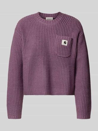 Carhartt Work in Progress Cropped Strickpullover mit Brusttasche in Pflaume, Größe L