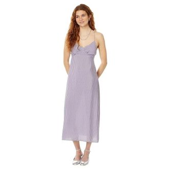 Madewell The Layton Midi Dress Womens Whisper Violet Striped V-Neck GBO2930