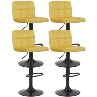Clp Clp - Set De 4 Taburetes De Bar Feni En Terciopelo Amarillo