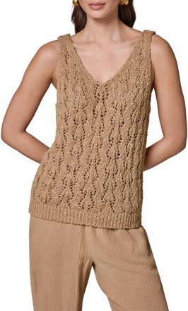 DKNY Double V-Neck Open Stitch Sweater Vest in Fawn at Nordstrom, Size X-Large
