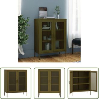 vidaXL Armadietto verde oliva - Armadietto Verde Oliva 80x35x101,5 cm in Acciaio