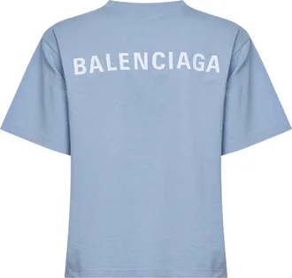 Balenciaga Womens Light Blue Back T-Shirt Cotton T-Shirts & Jerseys