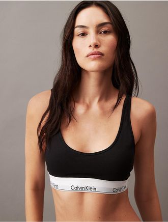 Calvin Klein Womens Icon Cotton Modal Lightly Lined Scoopneck Bralette - Black - XL
