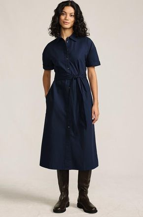 Lands End Cotton Poplin Button Front Dress in Navy at Nordstrom, Size Xx-Small