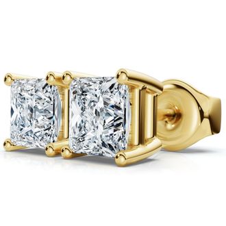 Pompeii3 1 - 4 Ct TW Princess Cut Diamond Studs in 14k Gold Earrings Lab Grown