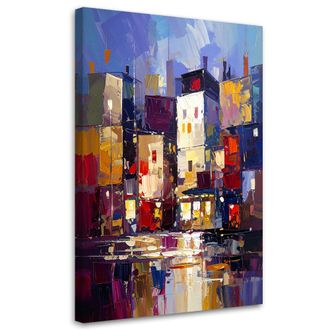Feeby Cuadro Sobre Lienzo Edificios De Colores Abstracci&oacute;n 70x100