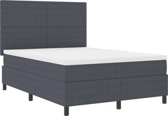 vidaXL Box Spring Bed Dark Grey and White 160 x 200 cm Corduroy Fabric vidaXL