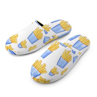 Generic French Fries Blue Box Mens House Slippers Slip Indoor Slipper On Shoes Warm Outdoor