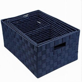 Trade Shop Trade Shop - Set 21 Pezzi Box Scatola In Tessuto Porta Oggetti Organizer Con Manici Blu 79088