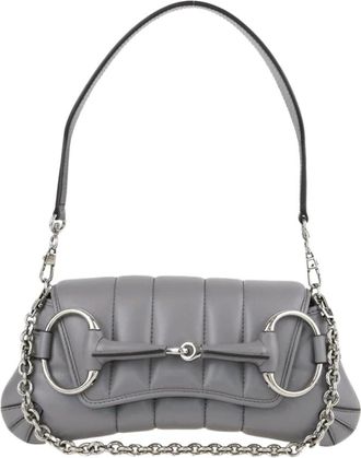 Gucci Grey Padded Leather Horsebit Shoulder Bag
