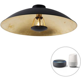 QAZQA Qazqa - Smart Ceiling Light Black with Gold 60 cm Incl. Wifi A60 - Emilienne