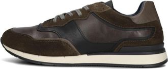 Clay Bruin Leren Sneakers met Groen Su&egrave;de - Heren - Sneakers - Bruin - 40 EU - Su&egrave;de - Schoenen